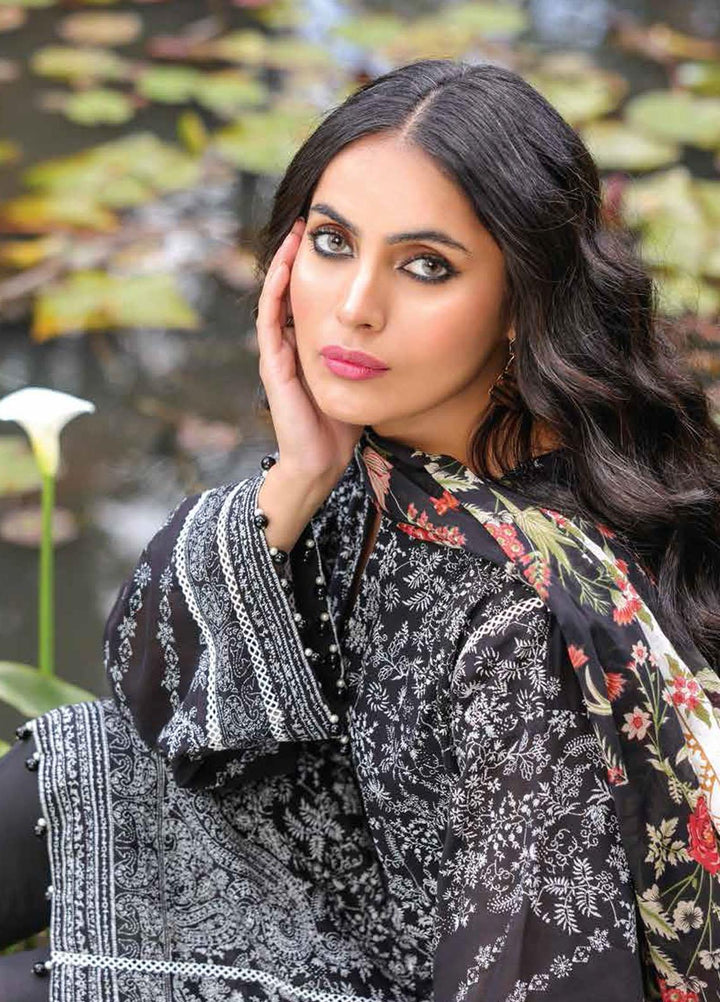 Al Karam Printed Lawn Suits Unstitched 3 Piece AK23SSL SS-45.1-23-Black - Summer Collection