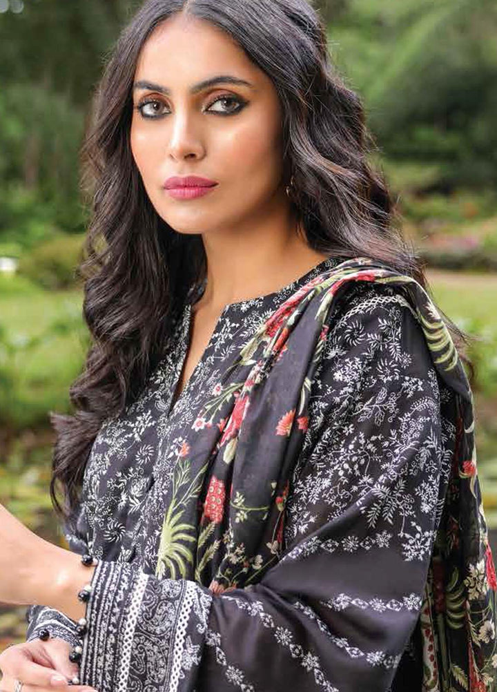 Al Karam Printed Lawn Suits Unstitched 3 Piece AK23SSL SS-45.1-23-Black - Summer Collection