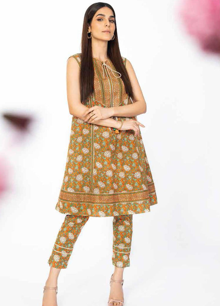 Al Karam Printed Lawn Suits Unstitched 2 Piece AK23SSL SS-51.1-23-Orange - Summer Collection