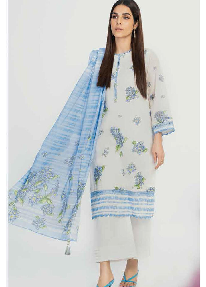 Al Karam Printed Lawn Suits Unstitched 3 Piece AK23SSL SS-39-23-White - Summer Collection