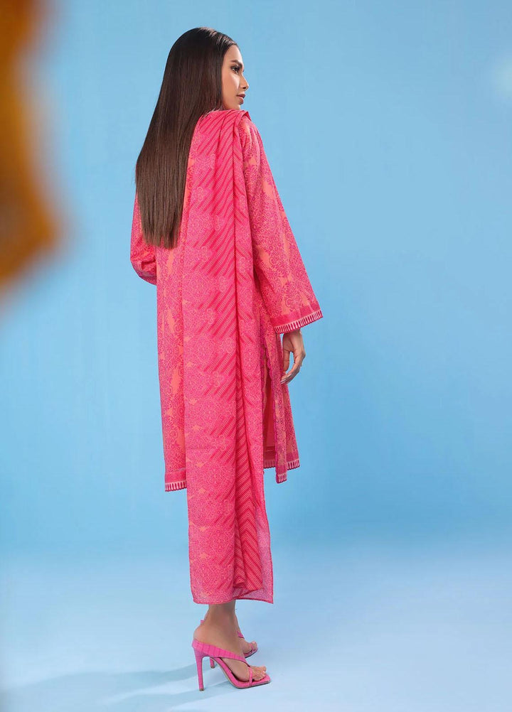 Al Karam Printed Lawn Suits Unstitched 3 Piece AK23SSL SSF-13-23-Pink - Summer Collection
