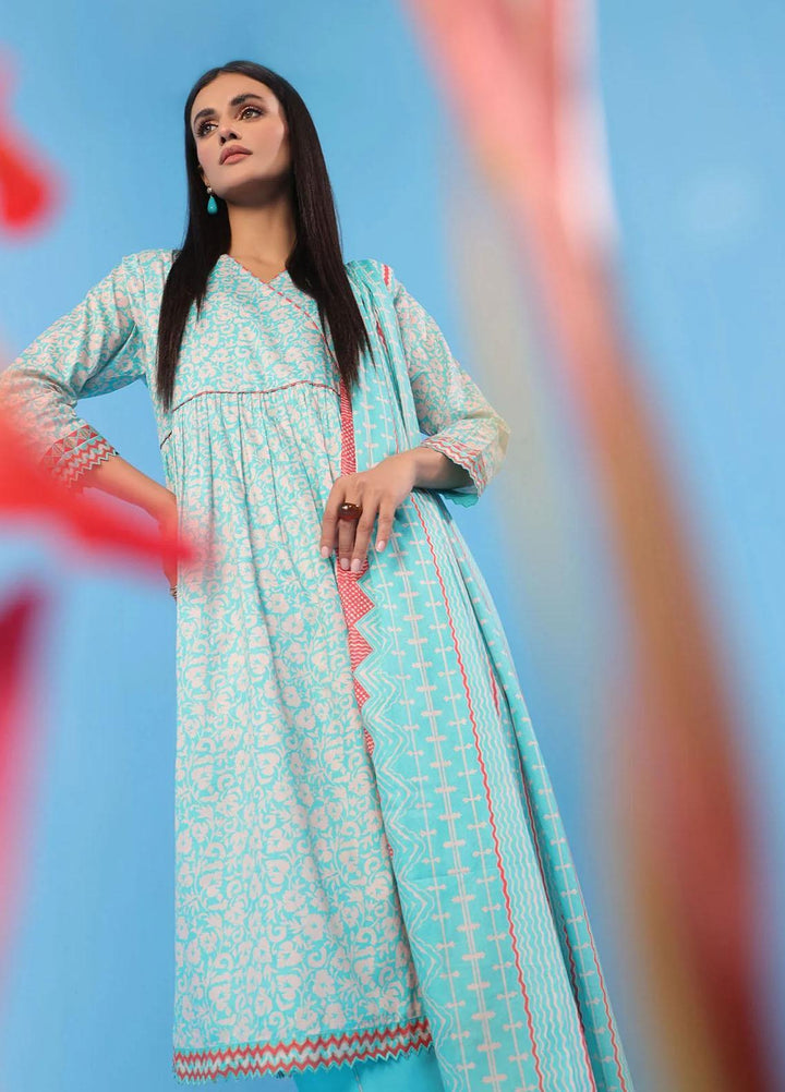 Al Karam Printed Lawn Suits Unstitched 3 Piece AK23SSL SSF-38.1-23-Blue - Summer Collection