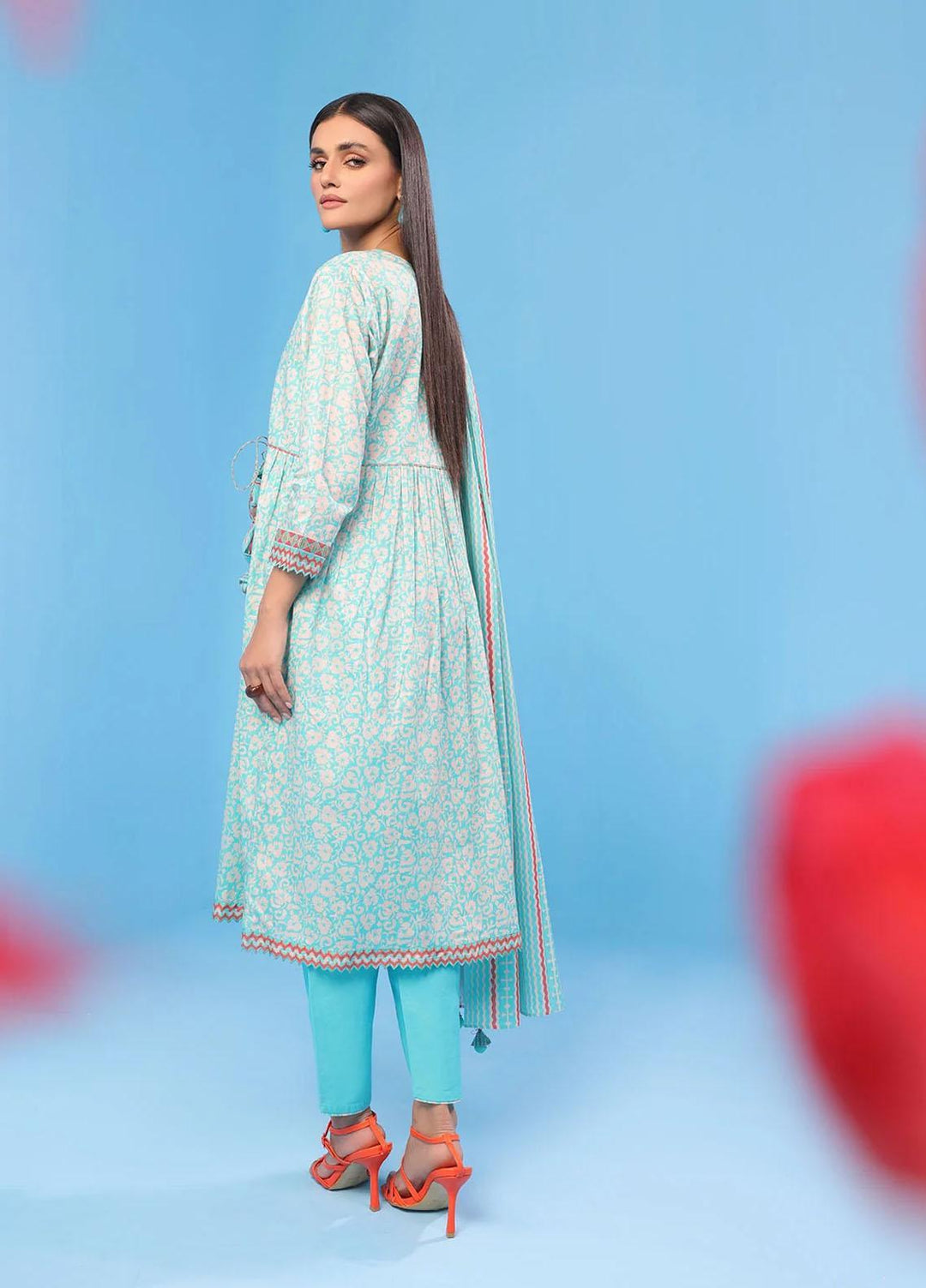 Al Karam Printed Lawn Suits Unstitched 3 Piece AK23SSL SSF-38.1-23-Blue - Summer Collection