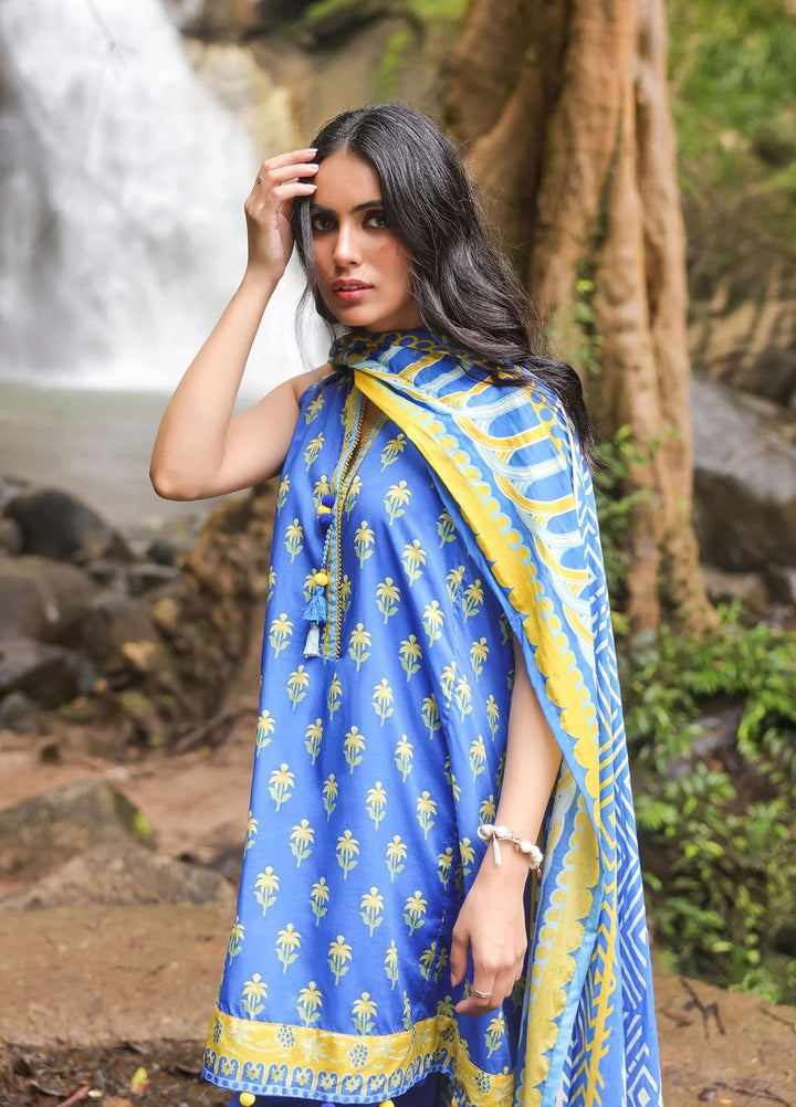 Al Karam Printed Lawn Suits Unstitched 3 Piece AK23SSL SSF-1-23-BLUE - Summer Collection