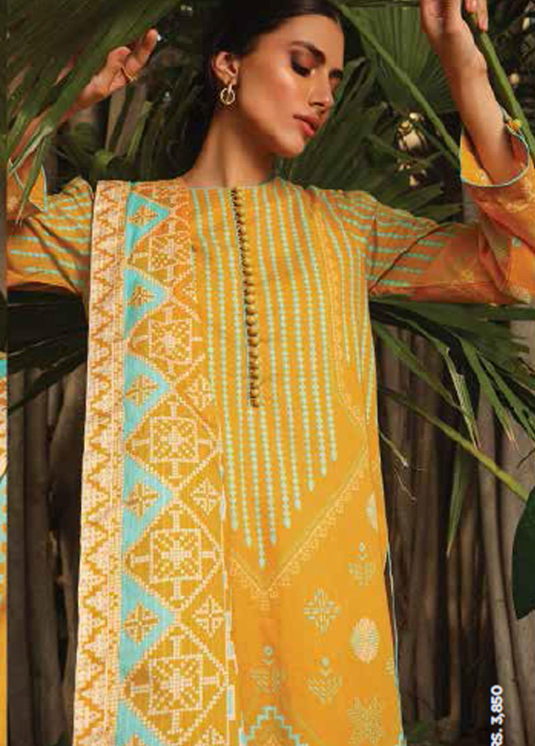 Al Karam  Lawn Suits Unstitched 3 Piece AK22-SS3 SS-10-22-3 Yellow - Spring / Summer Collection