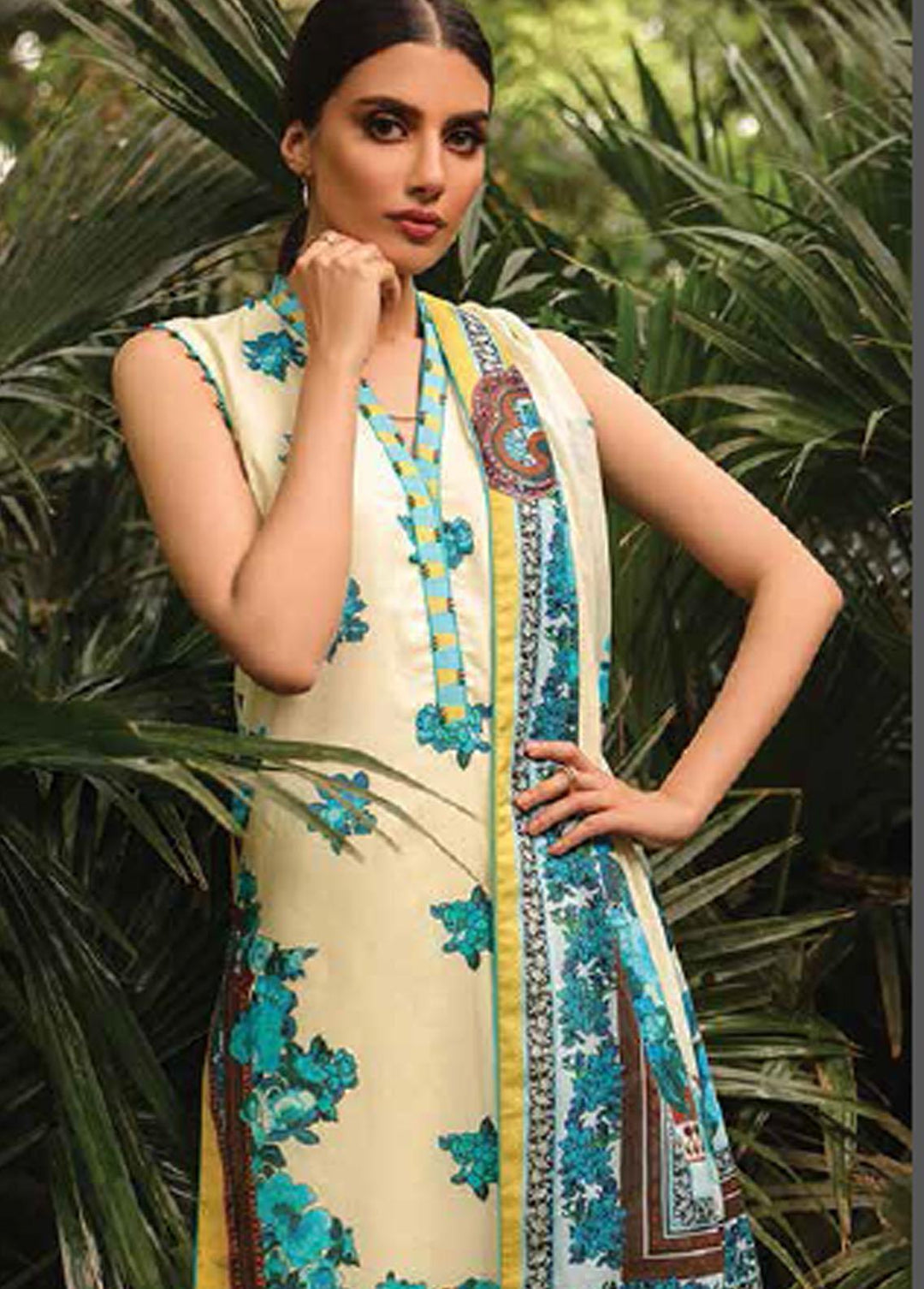 Al Karam  Lawn Suits Unstitched 3 Piece AK22-SS3 SS-17-22-3 Cream - Spring / Summer Collection