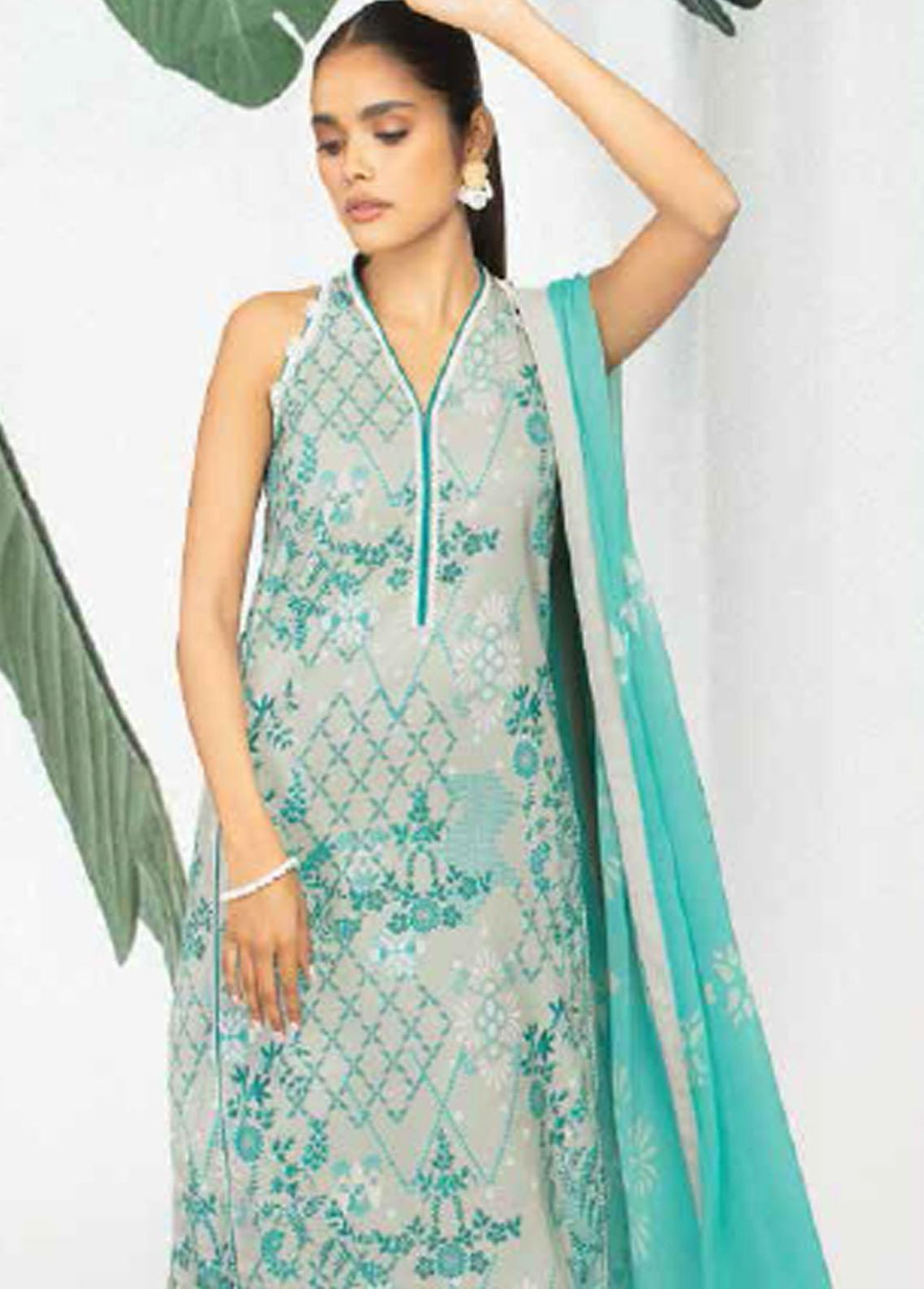 Al Karam  Lawn Suits Unstitched 3 Piece AK22-SS3 SS-27-22-3 Beige - Spring / Summer Collection