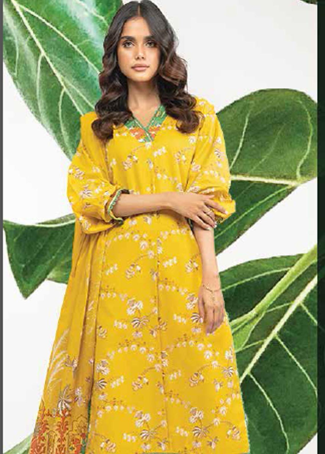 Al Karam  Lawn Suits Unstitched 3 Piece AK22-SS3 SS-27.1-22-3 Mustard - Spring / Summer Collection