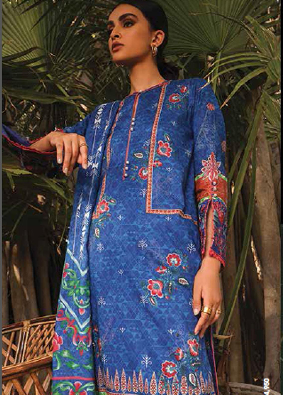 Al Karam  Lawn Suits Unstitched 3 Piece AK22-SS3 SS-3.1-22-3 Blue - Spring / Summer Collection