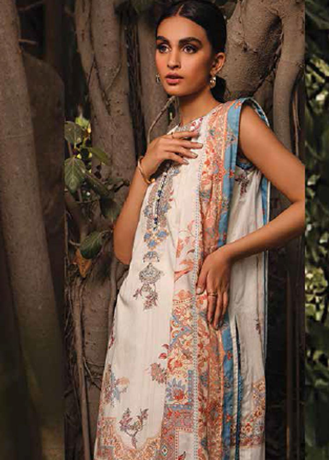 Al Karam  Lawn Suits Unstitched 2 Piece AK22-SS3 SS-41.1-22-3 Beige - Spring / Summer Collection