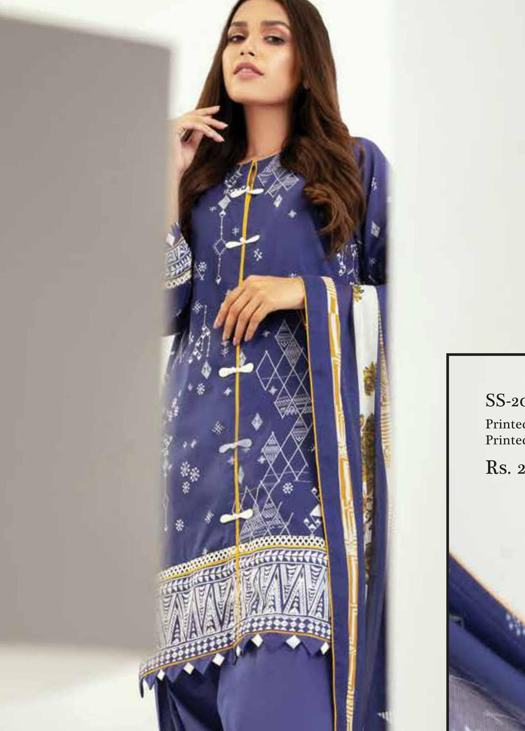 Al Karam Printed Lawn Suits Unstitched 2 Piece AK21S-2 SS-20.1-21-2-Blue - Summer Collection