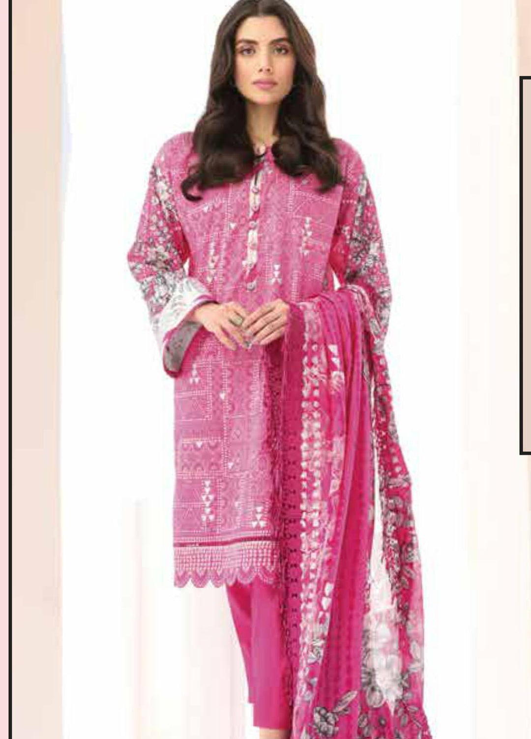 Al Karam Printed Lawn Suits Unstitched 3 Piece AK21S-2 SS-8.1-21-2-Pink - Summer Collection