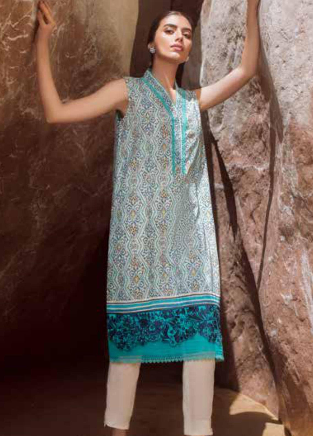 Al Karam Embroidered Lawn Suits Unstitched 2 Piece SS-18.1-21-2-Blue - Summer Collection