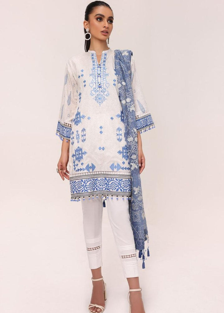 Al Karam Embroidered Lawn Suits Unstitched 3 Piece AK22S SS-08-22-White - Summer Collection
