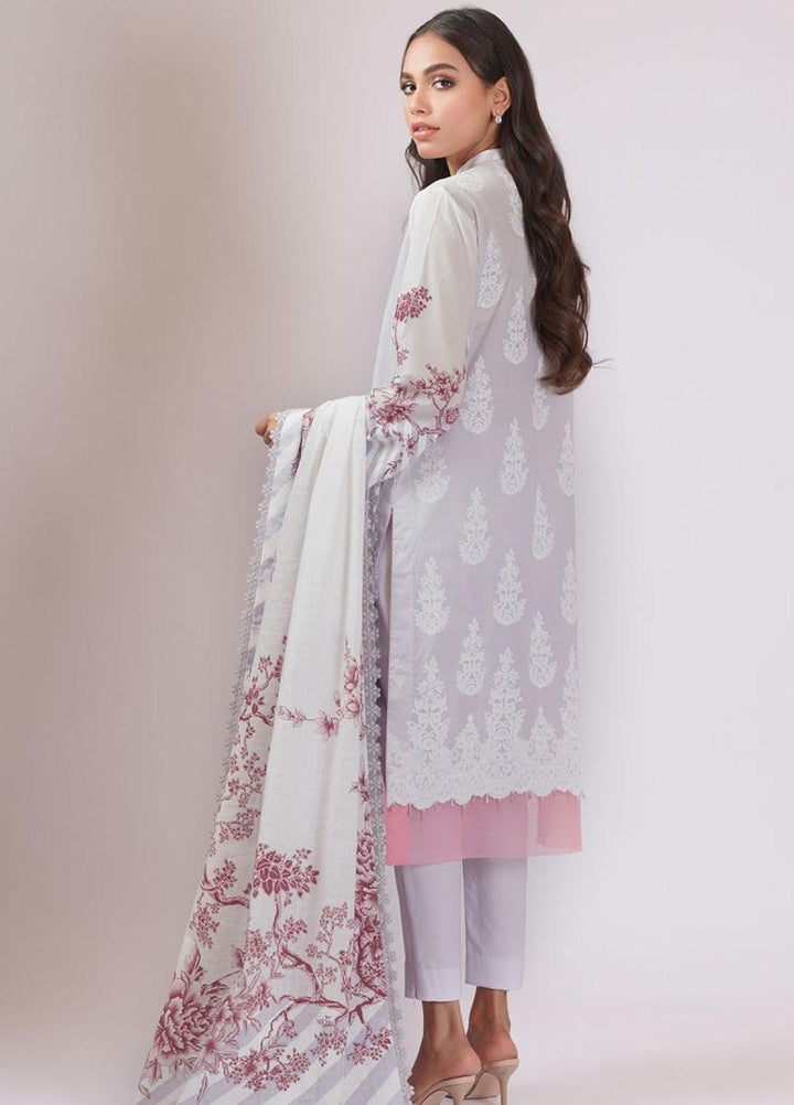 Al Karam Embroidered Lawn Suits Unstitched 3 Piece AK22S SS-1.1-22 White - Summer Collection