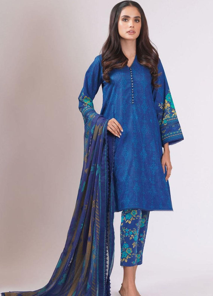 Al Karam Printed Lawn Suits Unstitched 3 Piece AK22S SS-12.1-22 Blue - Summer Collection