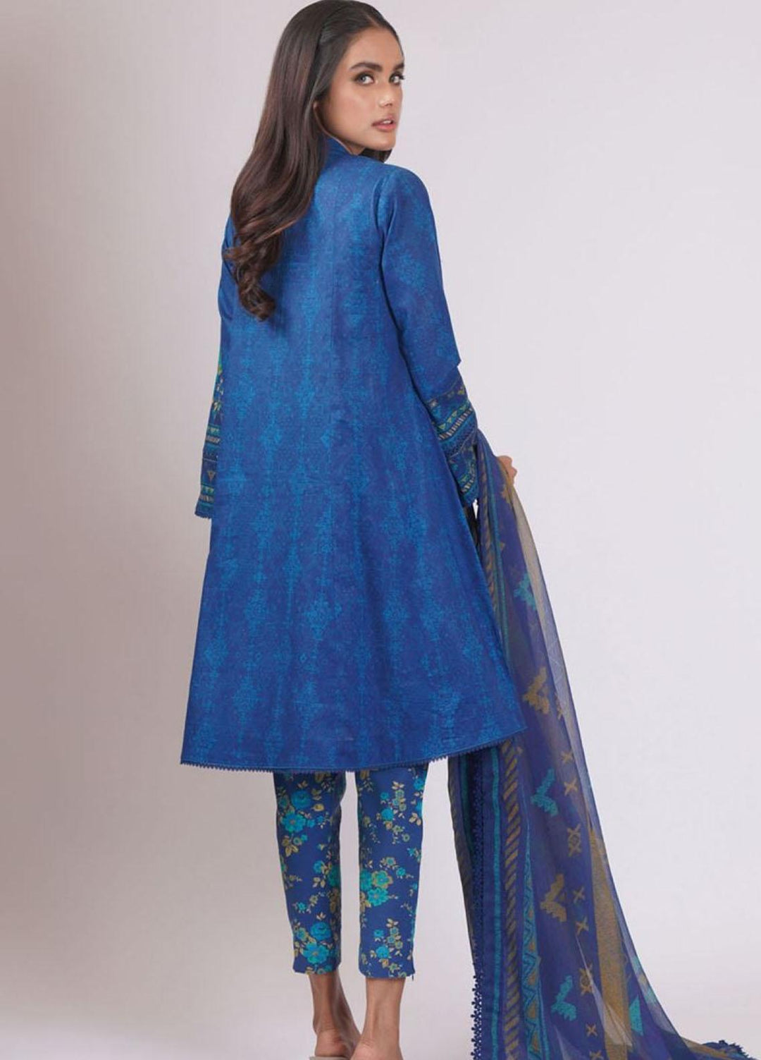 Al Karam Printed Lawn Suits Unstitched 3 Piece AK22S SS-12.1-22 Blue - Summer Collection