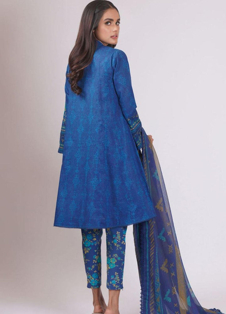 Al Karam Printed Lawn Suits Unstitched 3 Piece AK22S SS-12.1-22 Blue - Summer Collection