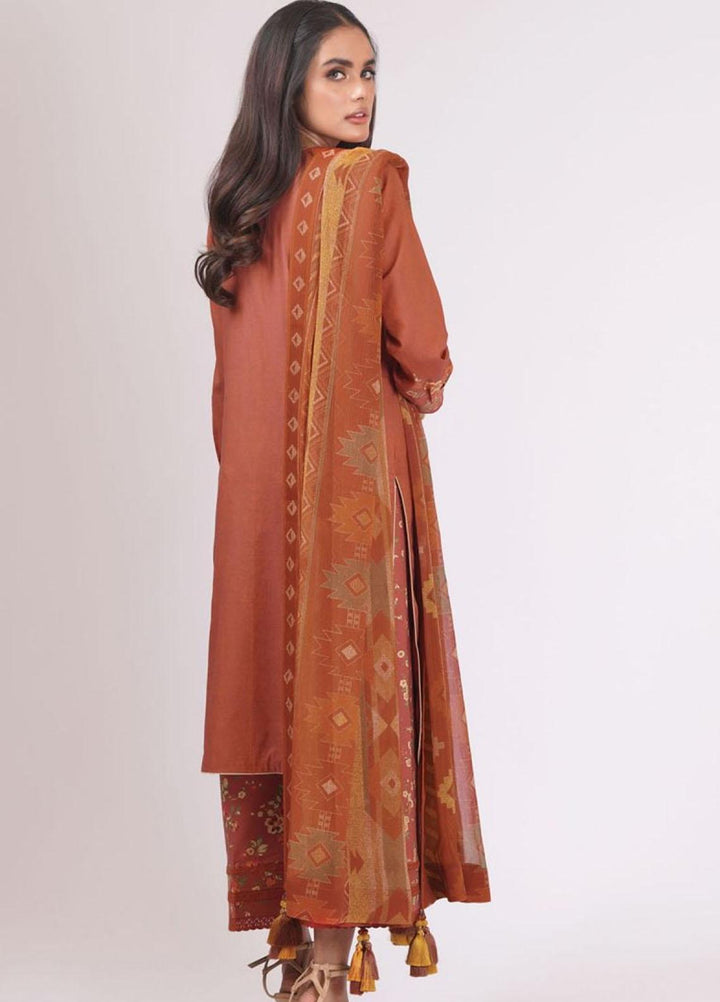 Al Karam Printed Lawn Suits Unstitched 3 Piece AK22S SS-12.1-22 Rust - Summer Collection