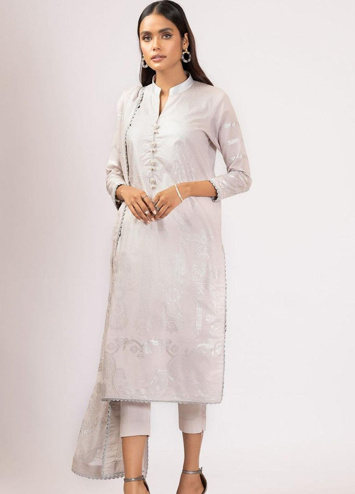 Al Karam Printed Lawn Suits Unstitched 3 Piece AK22S SS-13-22 Grey - Summer Collection