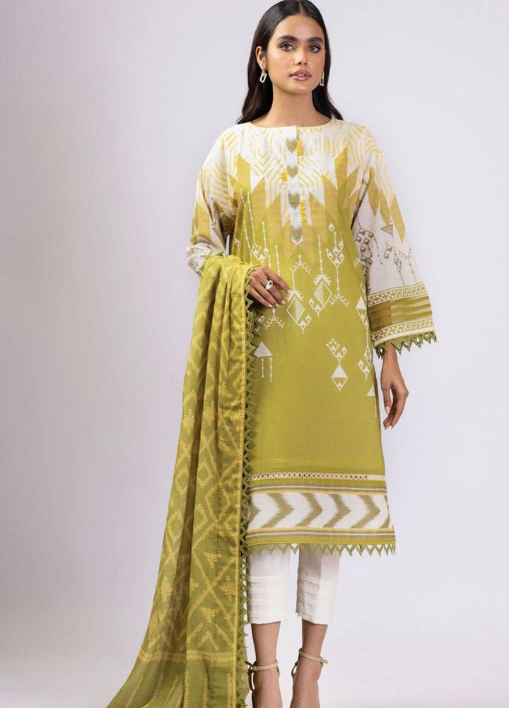 Al Karam Printed Lawn Suits Unstitched 3 Piece AK22S SS-16-22 Green - Summer Collection