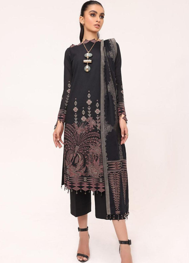 Al Karam Printed Lawn Suits Unstitched 3 Piece AK22S SS-18-22 Black - Summer Collection
