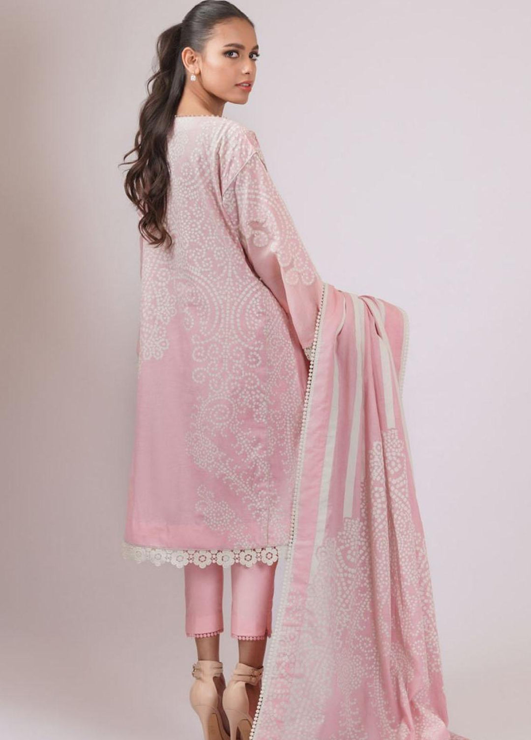 Al Karam Printed Lawn Suits Unstitched 3 Piece AK22S SS-19-22 Pink - Summer Collection