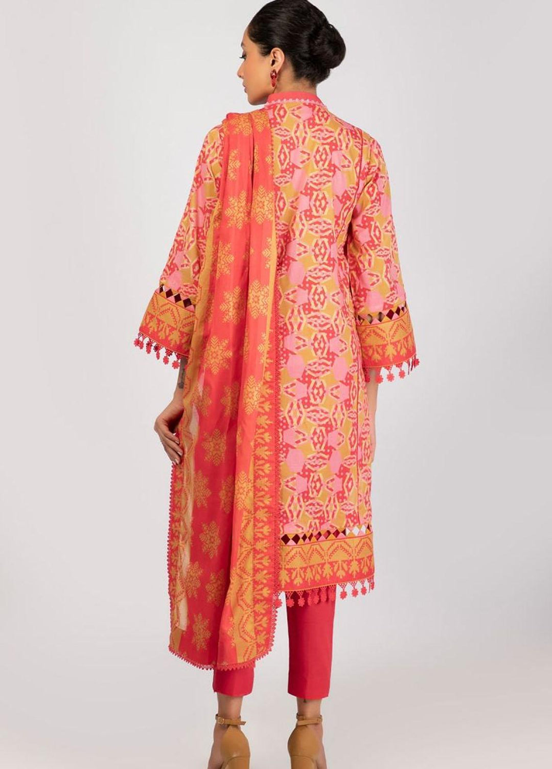 Al Karam Printed Lawn Suits Unstitched 3 Piece AK22S SS-2.1-22 Red - Summer Collection