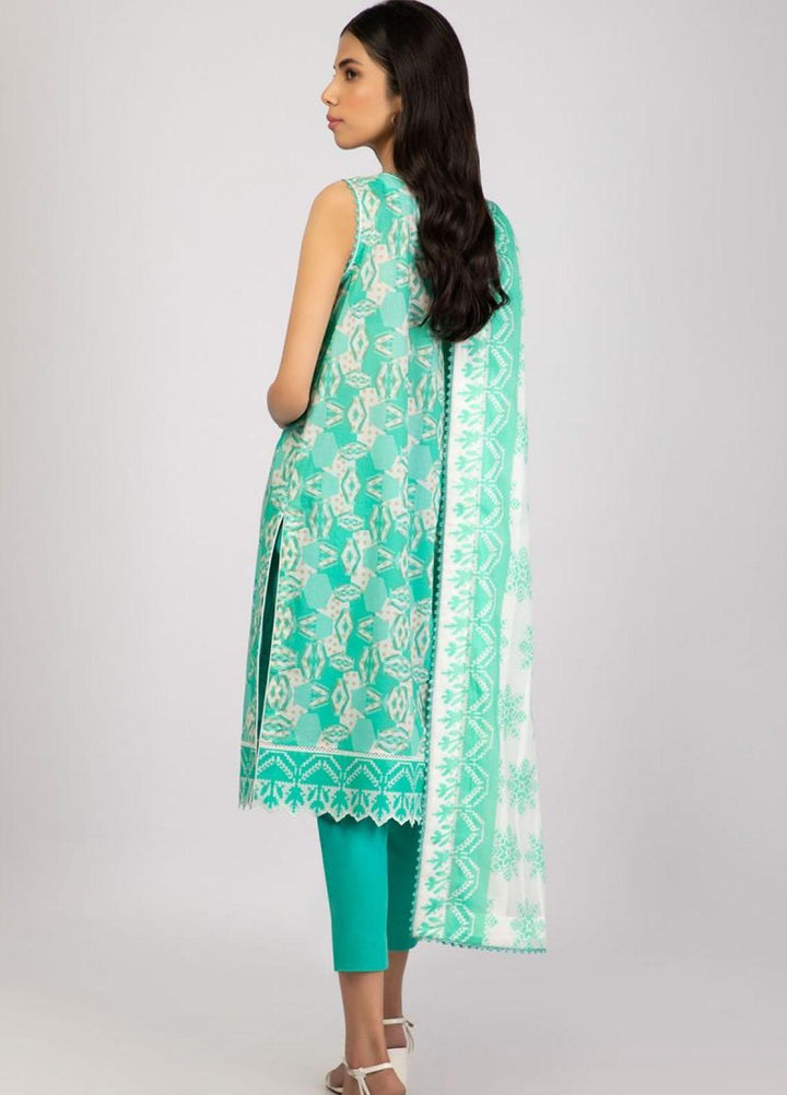 Al Karam Printed Lawn Suits Unstitched 3 Piece AK22S SS-2.1-22 Sea Green - Summer Collection