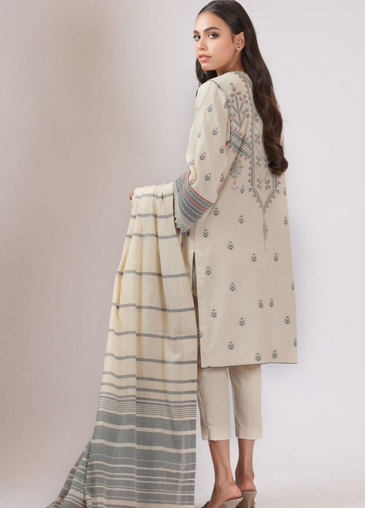 Al Karam Printed Jacquard Suits Unstitched 3 Piece AK22S SS-20.1-22 Beige - Summer Collection