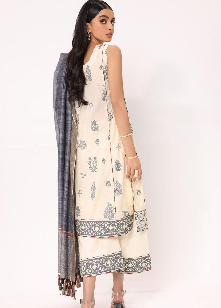 Al Karam Embroidered Lawn Suits Unstitched 3 Piece AK22S SS-21.1-22 Beige - Summer Collection