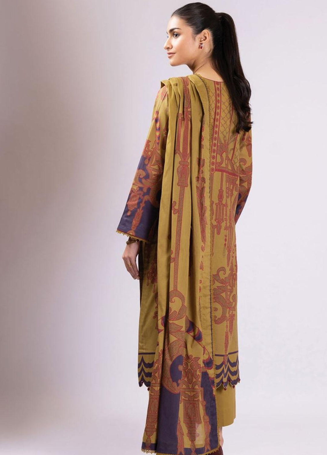 Al Karam Printed Lawn Suits Unstitched 3 Piece AK22S SS-22-22 Green - Summer Collection