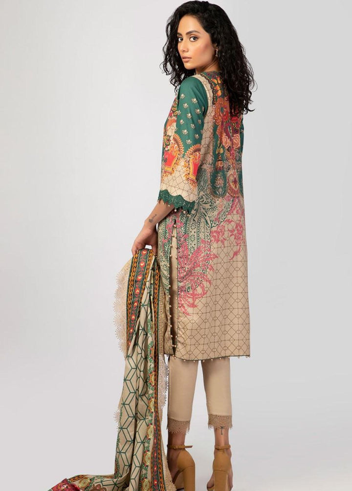 Al Karam Printed Lawn Suits Unstitched 3 Piece AK22S SS-26-22 Green - Summer Collection