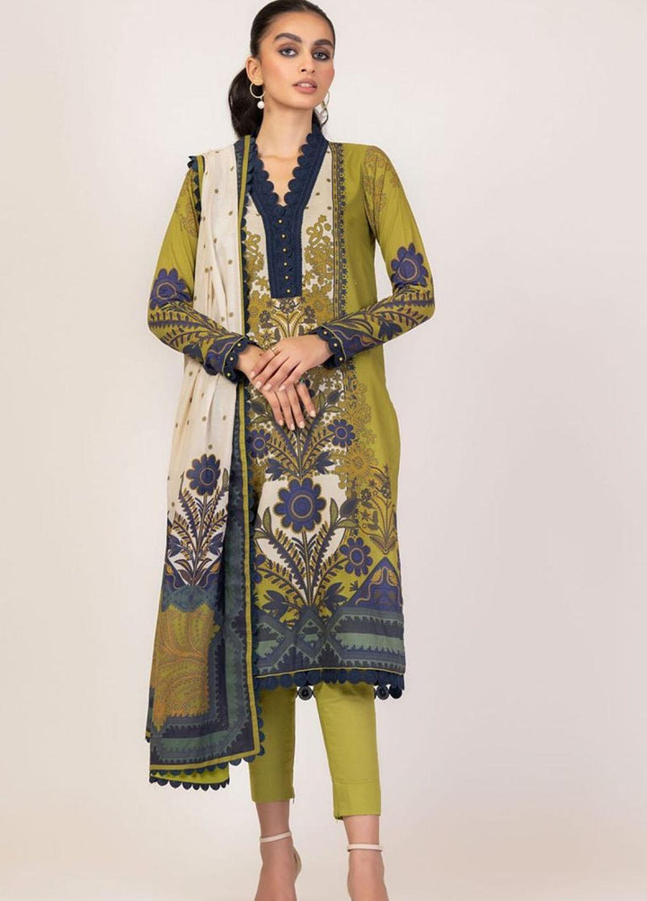Al Karam Embroidered Lawn Suits Unstitched 3 Piece AK22S SS-27-22-Lime Green - Summer Collection