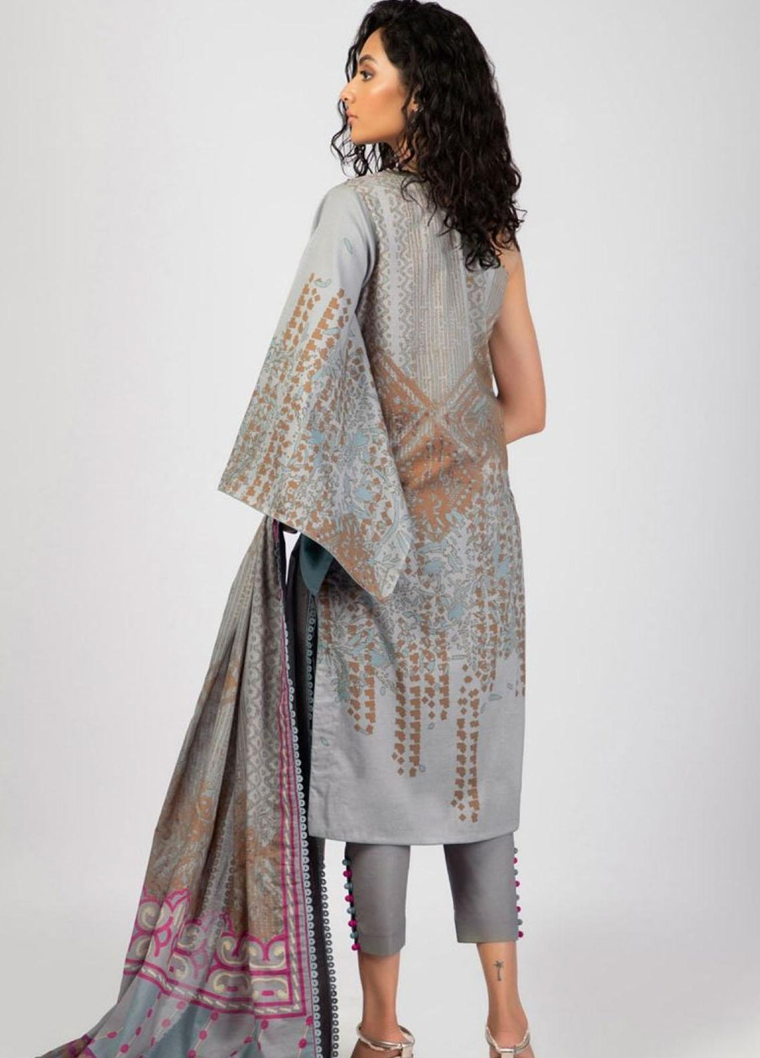 Al Karam Printed Lawn Suits Unstitched 3 Piece AK22S SS-30-22 Beige - Summer Collection