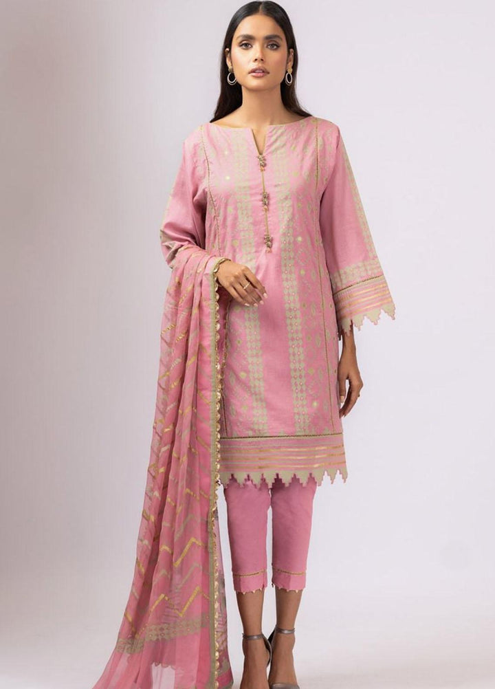 Al Karam Printed Lawn Suits Unstitched 3 Piece AK22S SS-31-22 Pink - Summer Collection