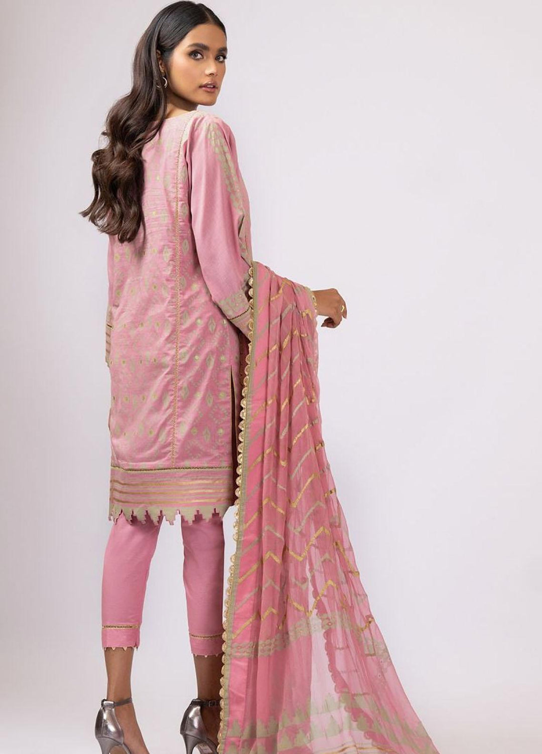 Al Karam Printed Lawn Suits Unstitched 3 Piece AK22S SS-31-22 Pink - Summer Collection