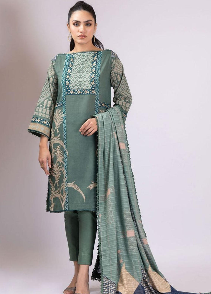 Al Karam Printed Lawn Suits Unstitched 3 Piece AK22S SS-33-22 Green - Summer Collection