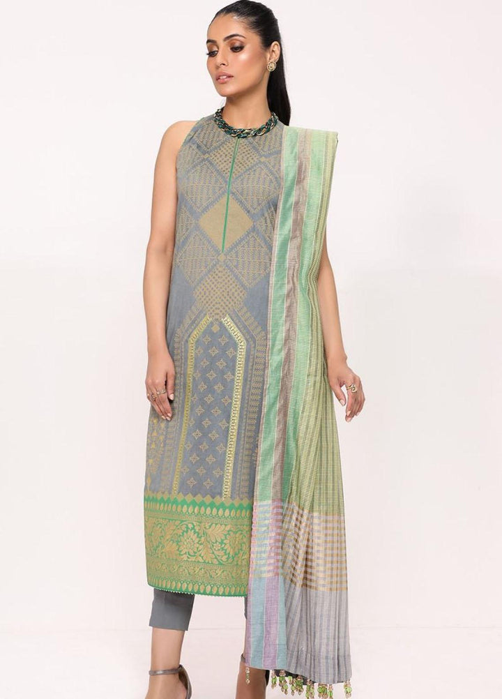 Al Karam Printed Lawn Suits Unstitched 3 Piece AK22S SS-34-22 Grey - Summer Collection