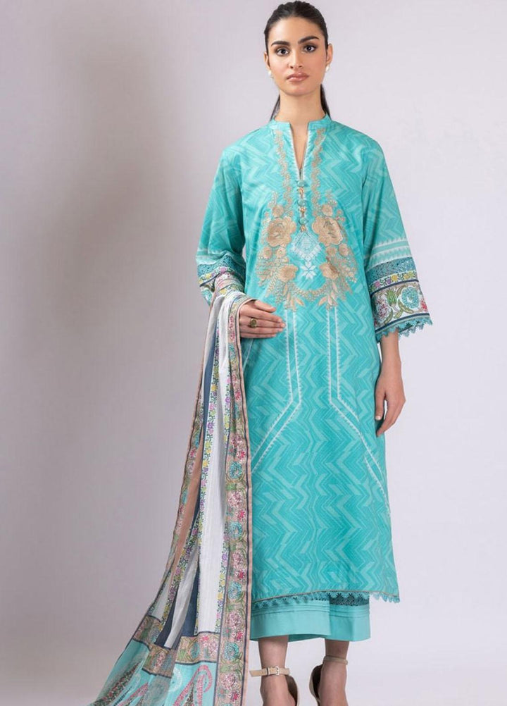 Al Karam Embroidered Lawn Suits Unstitched 2 Piece AK22S SS-37-22 Blue - Summer Collection