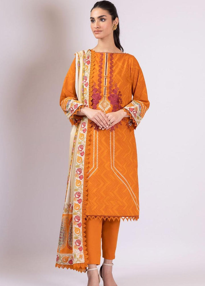 Al Karam Embroidered Lawn Suits Unstitched 2 Piece AK22S SS-37-22 Mustard - Summer Collection