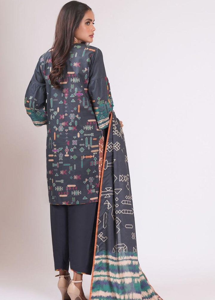 Al Karam Printed Lawn Suits Unstitched 3 Piece AK22S SS-37.1-22 Black - Summer Collection