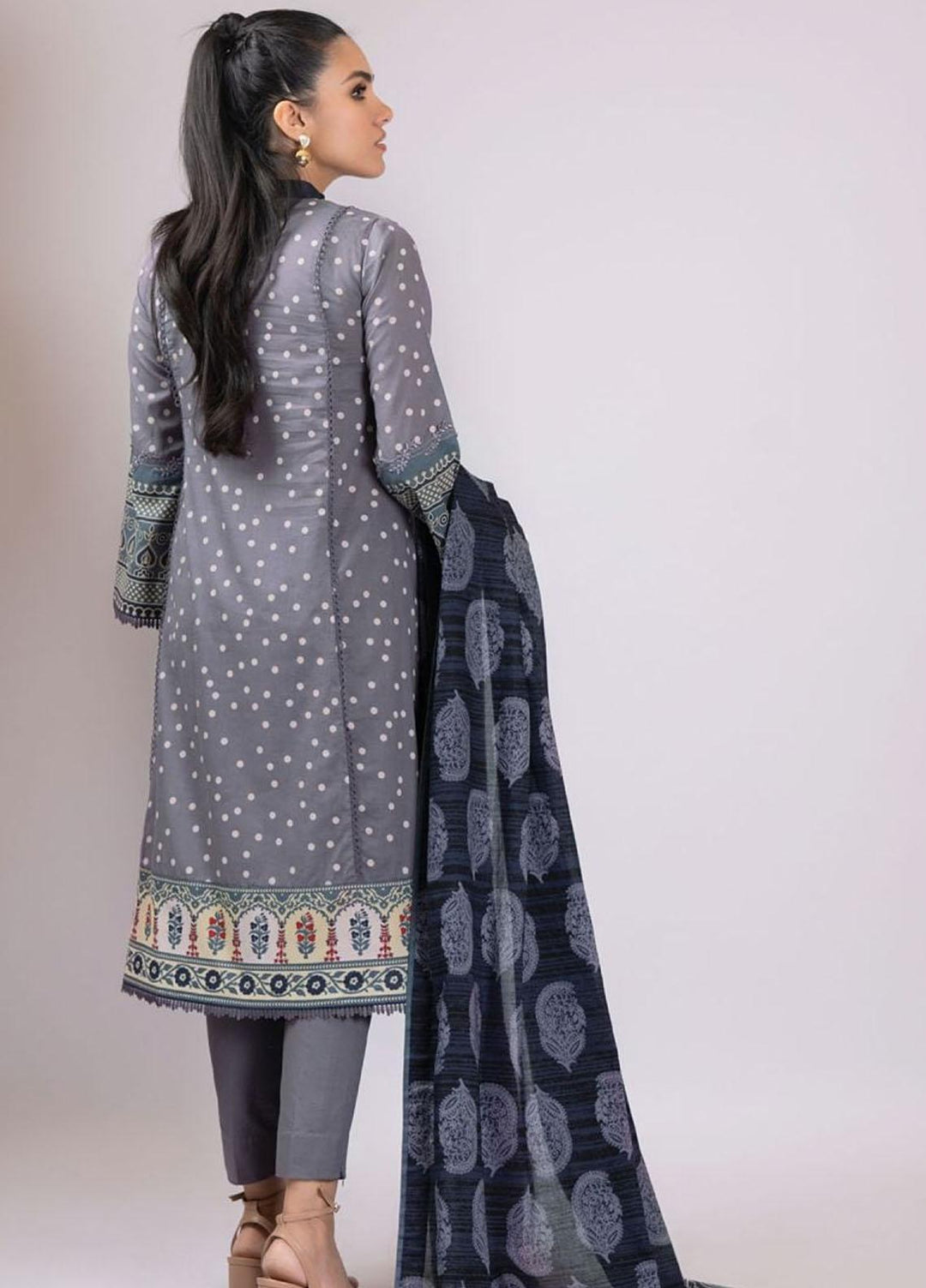 Al Karam Embroidered Lawn Suits Unstitched 2 Piece AK22S SS-39-22 Grey - Summer Collection