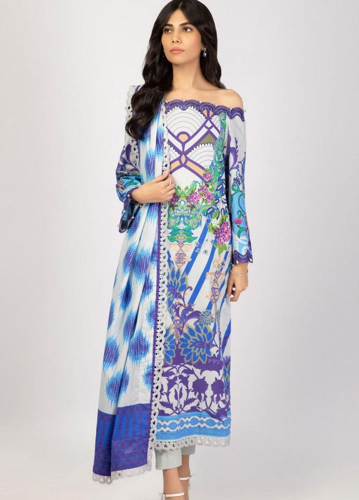 Al Karam Embroidered Lawn Suits Unstitched 2 Piece AK22S SS-40-22 Blue - Summer Collection