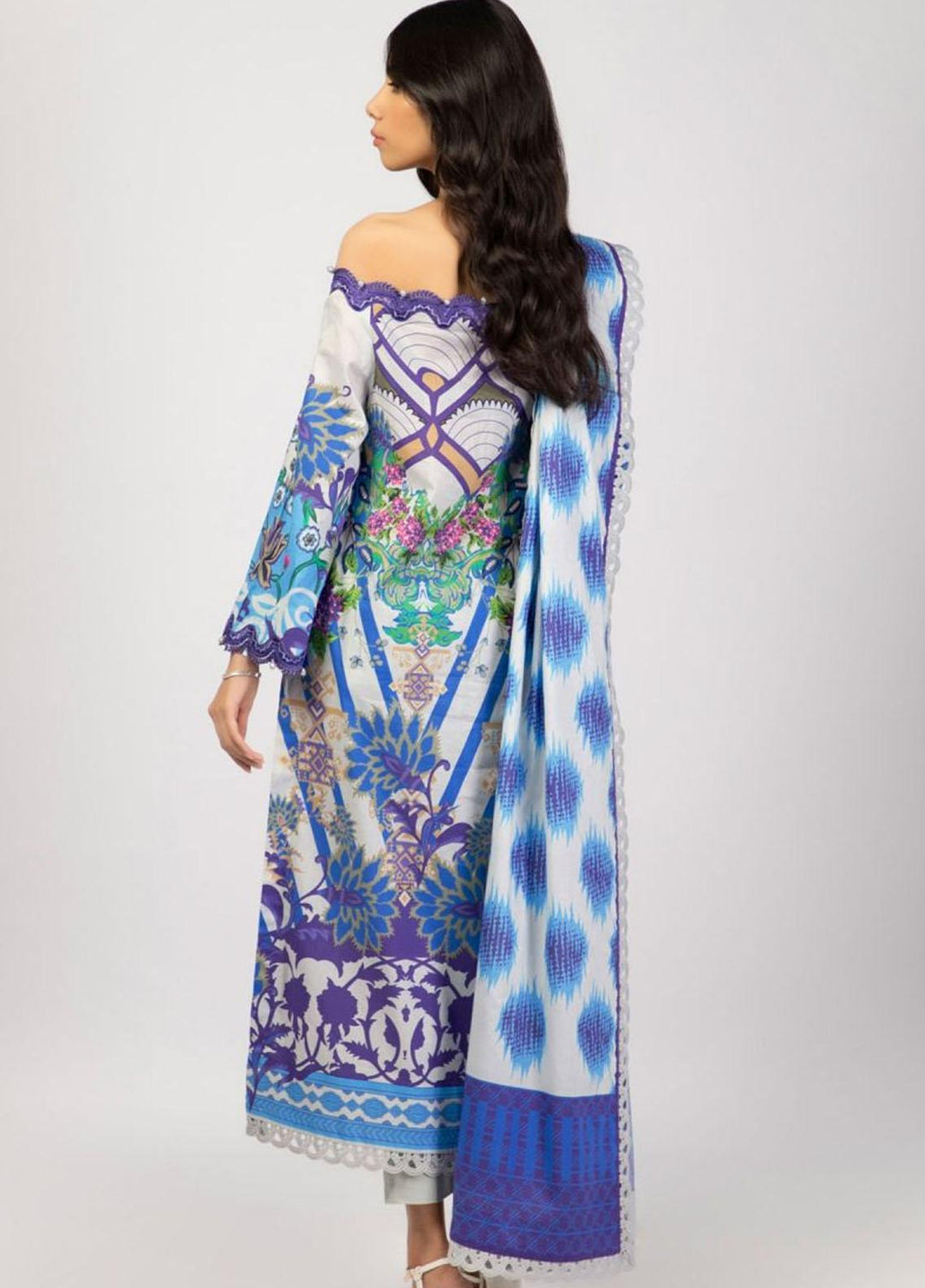 Al Karam Embroidered Lawn Suits Unstitched 2 Piece AK22S SS-40-22 Blue - Summer Collection