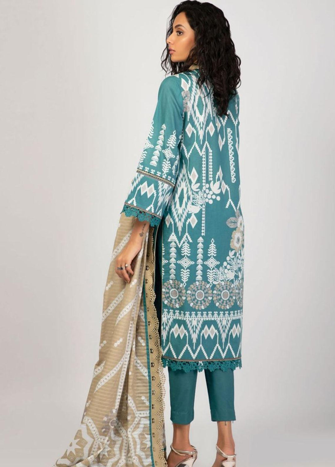 Al Karam Printed Lawn Suits Unstitched 2 Piece AK22S SS-41-22 Teal - Summer Collection
