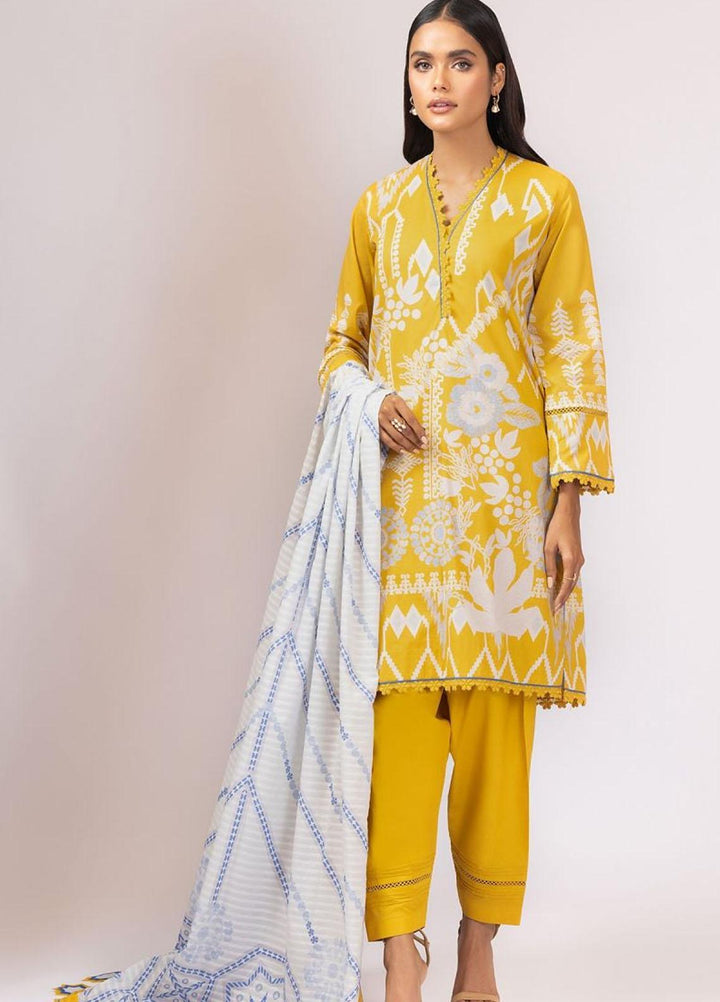 Al Karam Printed Lawn Suits Unstitched 2 Piece AK22S SS-41-22 Yellow - Summer Collection