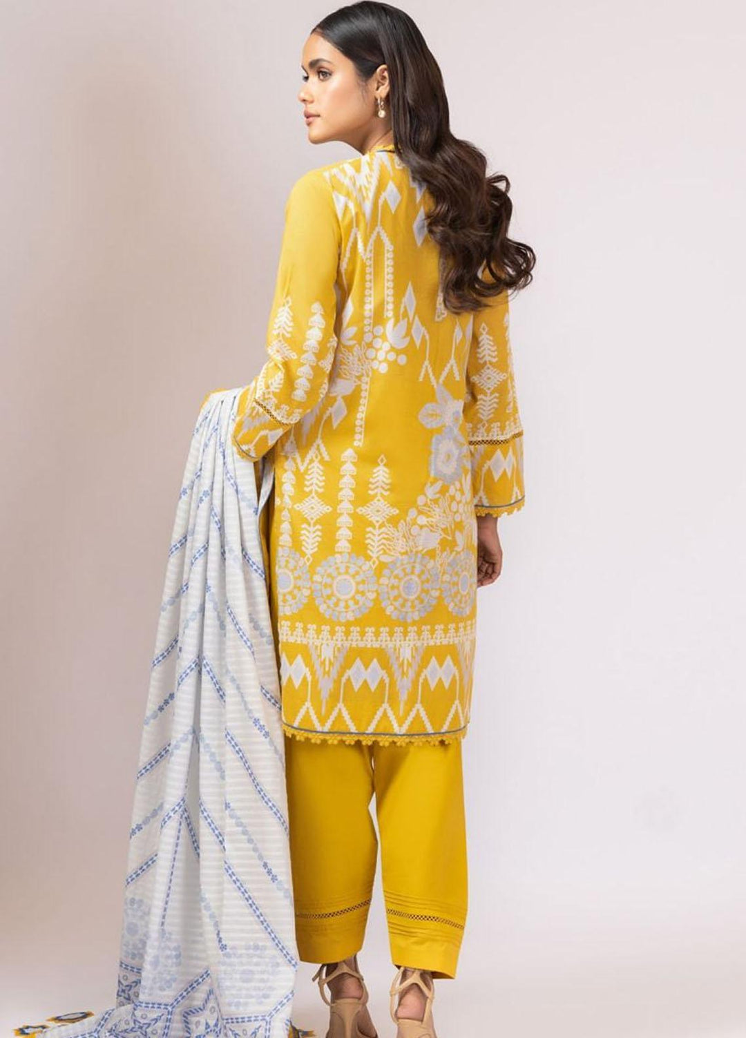 Al Karam Printed Lawn Suits Unstitched 2 Piece AK22S SS-41-22 Yellow - Summer Collection