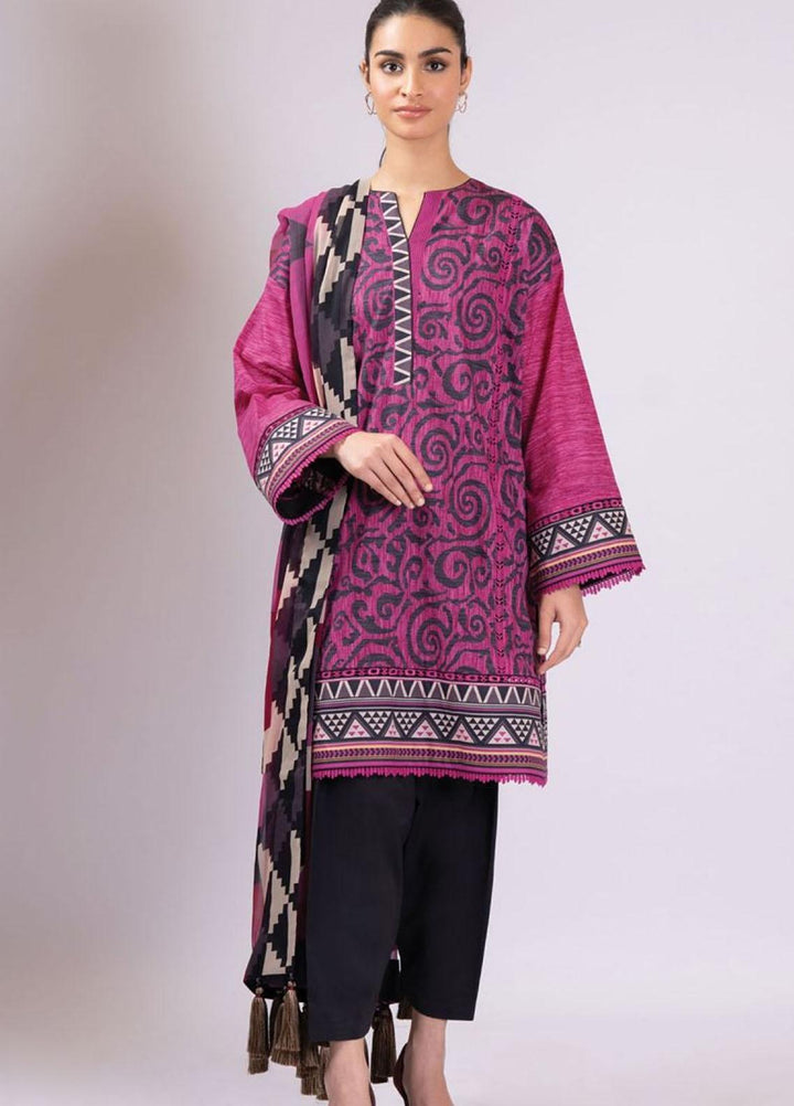 Al Karam Printed Lawn Suits Unstitched 2 Piece AK22S SS-43-22 Pink - Summer Collection