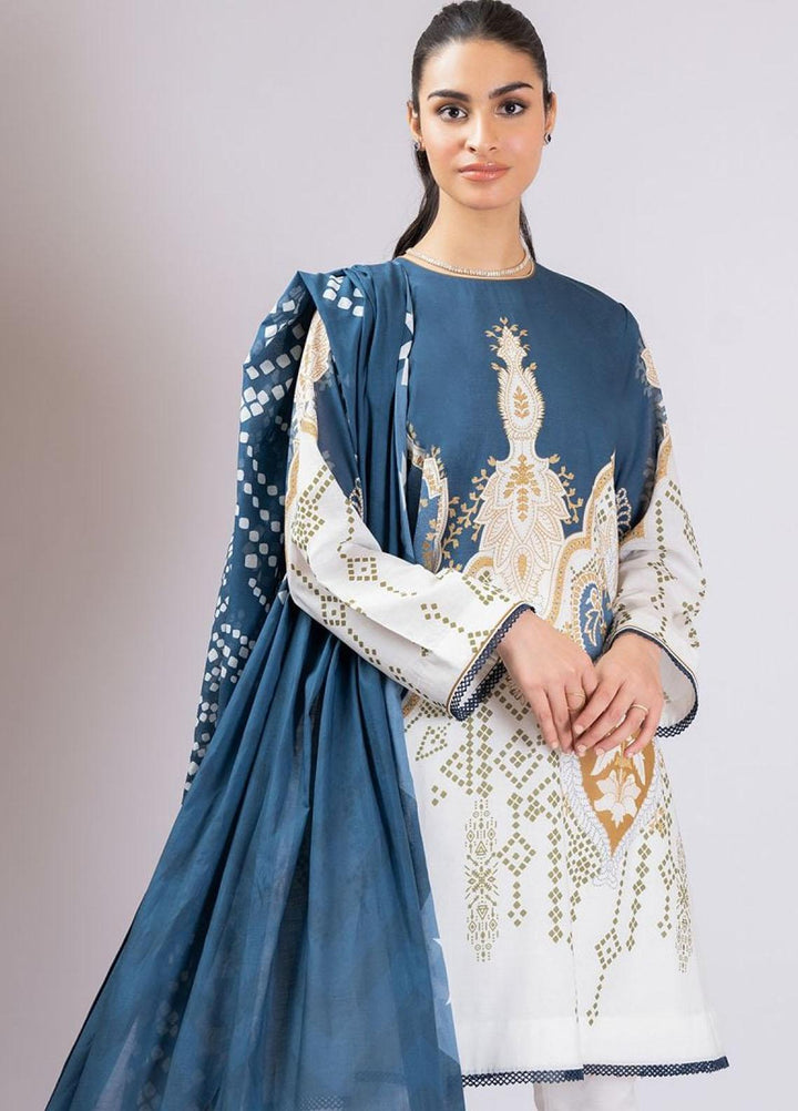 Al Karam Printed Lawn Suits Unstitched 2 Piece AK22S SS-44-22 Blue - Summer Collection